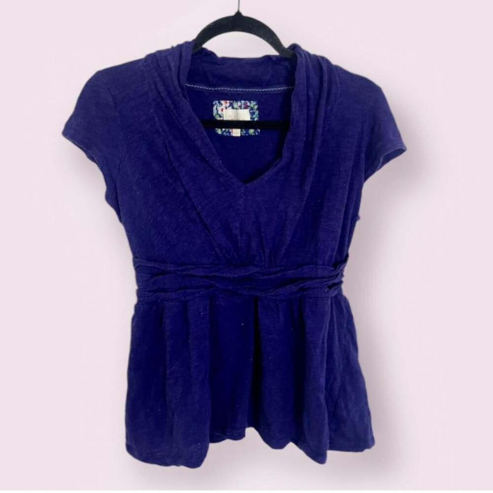 Women's Purple Short-Sleeve V-Neck Top